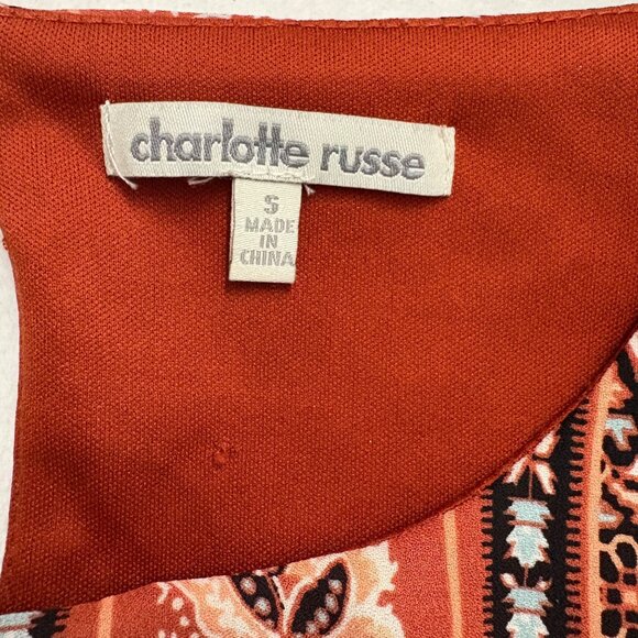 Charlotte Russe Boho Print Long Sleeve Mini Dress With Tie Details Womans Size S - Picture 5 of 13